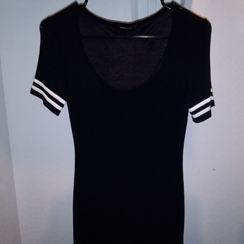 Popular Basics Long Black Shirt Dress